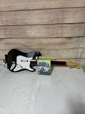 Fender-Style Wireless Black Guitar Controller for Xbox 360 with Rock Band 2